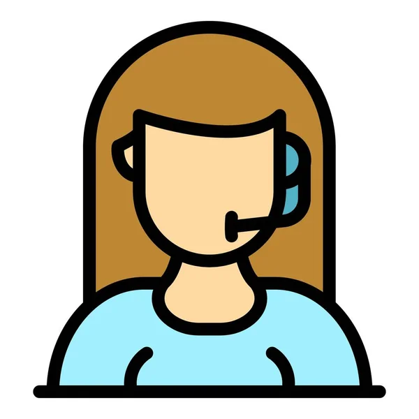 Microfoon headset pictogram kleur omtrek vector — Stockvector