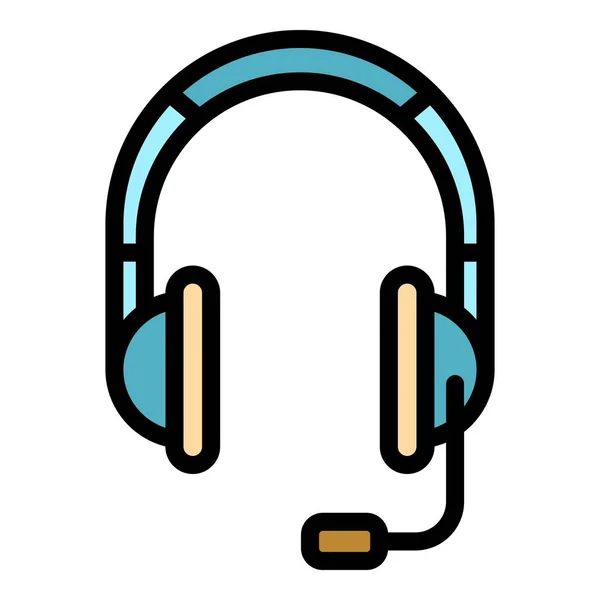 Musik-Headset-Symbol Farbe Umrissvektor — Stockvektor