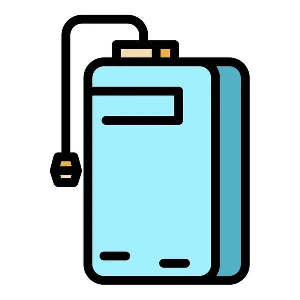 Batterij power bank pictogram kleur overzicht vector — Stockvector