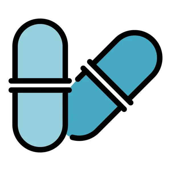 Prebiotische capsule pictogram kleur omtrek vector — Stockvector