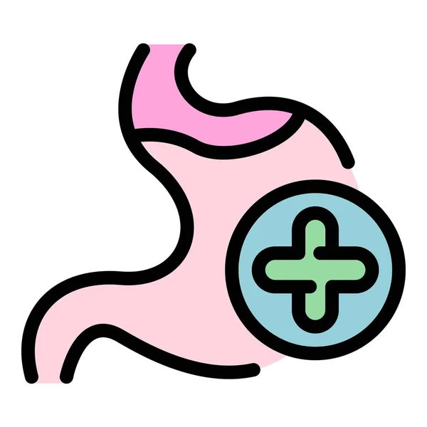 Vecteur de contour de couleur d'icône de probiotiques médicaux d'estomac — Image vectorielle