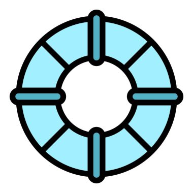 Gemi yaşam şamandırası simgesi renk ana hatları vektörü