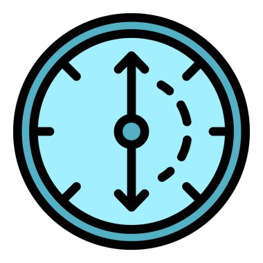 Duvardaki saat simgesi renk ana hatları vektörü