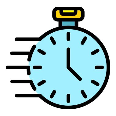 Hızlı dağıtım kronometre simgesi renk ana hatları vektörü