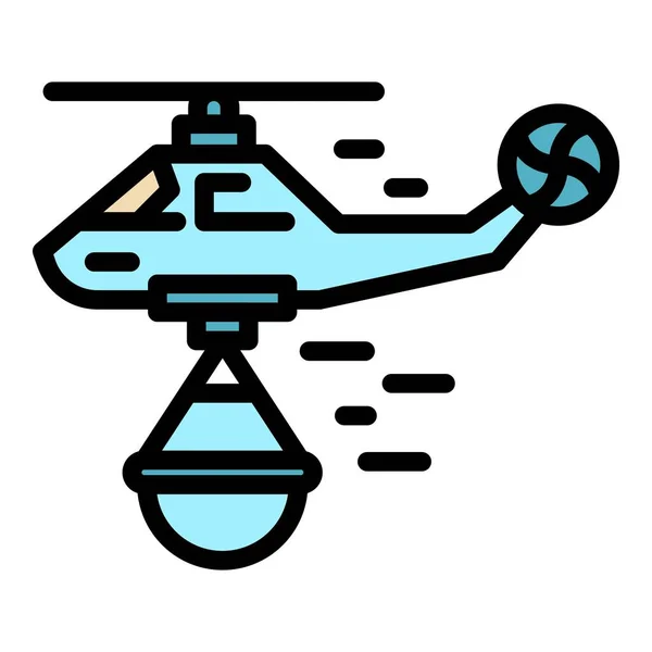 Vecteur de contour couleur icône hélicoptère de sauvetage — Image vectorielle
