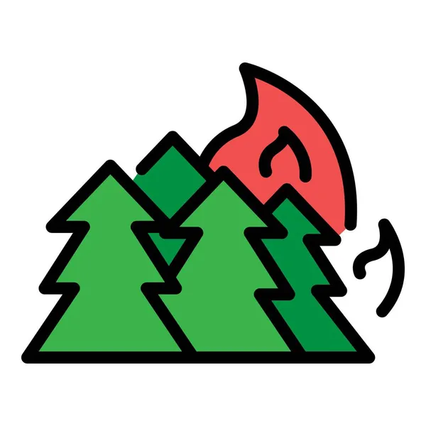 Skog i brand ikon färg kontur vektor — Stock vektor
