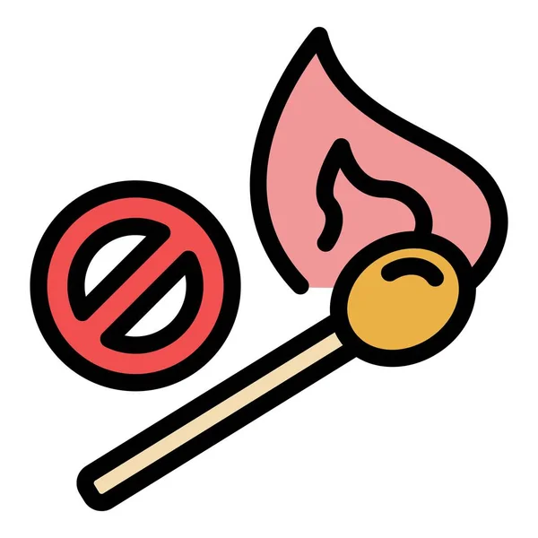 Flame wood matches icon color outline vector — Stock Vector