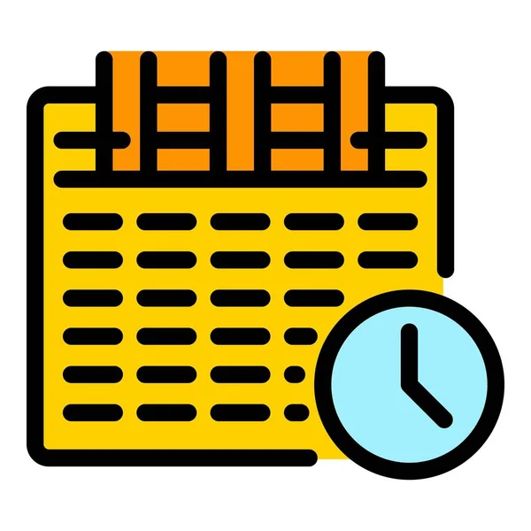Kalender stoppur ikon färg kontur vektor — Stock vektor