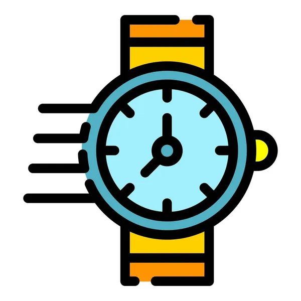 Hand horloge timer pictogram kleur overzicht vector — Stockvector