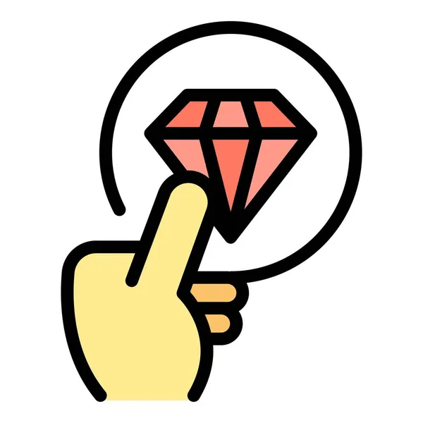 Diamond sticker product review icon color outline vector Stock Vector