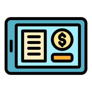 Tablet abonelik simgesi renk ana hatları vektörü