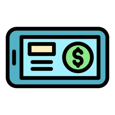 Smartphone abonelik simgesi renk ana hatları vektörü