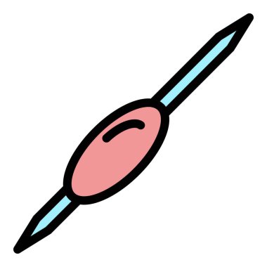 Kürdan plastik malzeme simgesi renk ana hatları vektörü