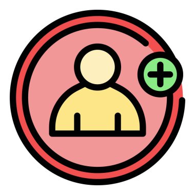 Arkadaş isteği renk ana hatları vektörü ekle