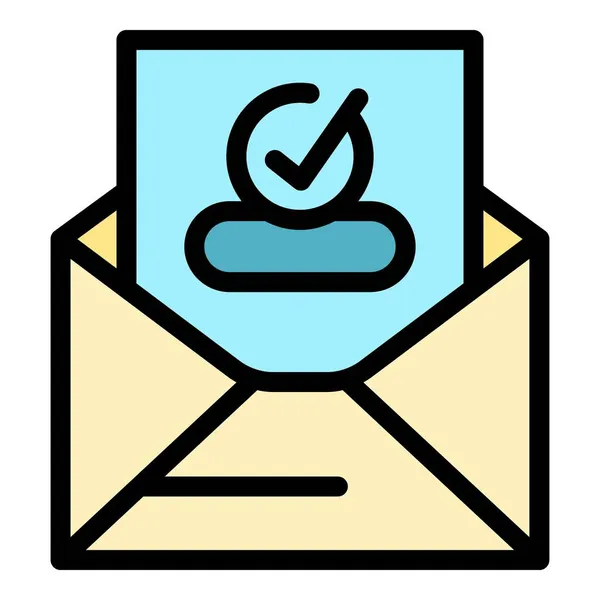 Postbrief Abonnement Symbol Farbe Umrissvektor — Stockvektor