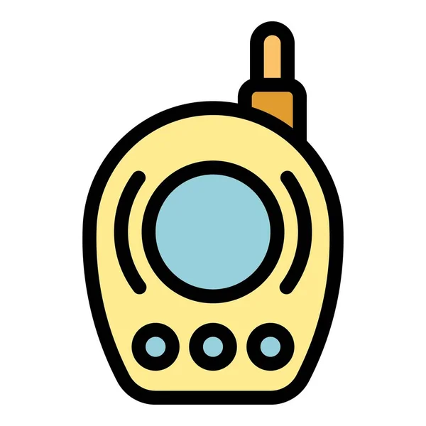 Bebek monitörü walkie talkie simgesi renk ana hatları vektörü — Stok Vektör
