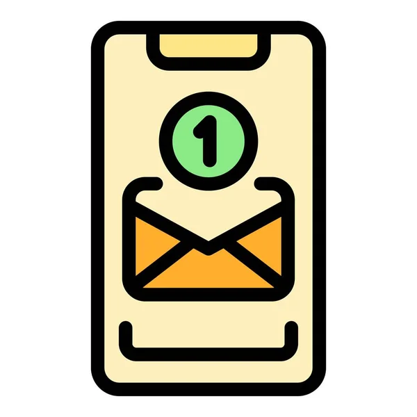 Nueva bandeja de entrada de correo icono color contorno vector — Vector de stock