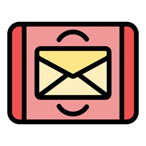 Tablette mail demande icône couleur contour vecteur — Image vectorielle