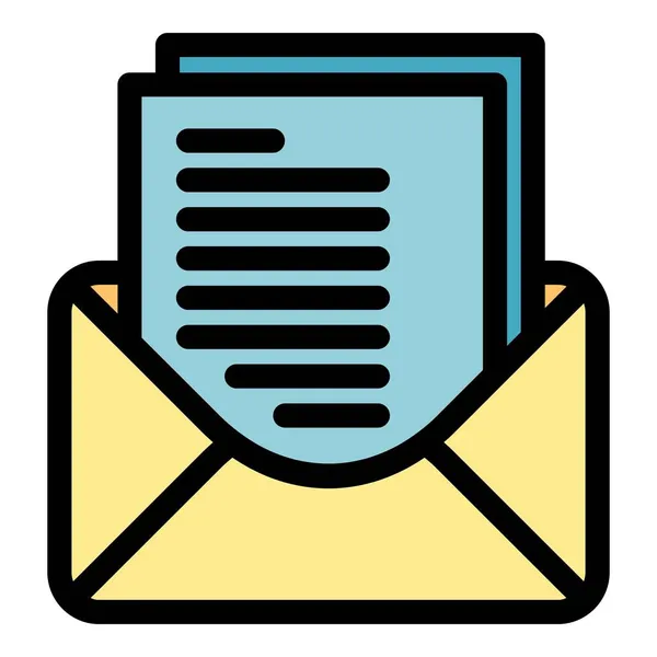 Lettre enveloppe icône couleur contour vecteur — Image vectorielle