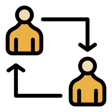 Kişi karşılaştırma simgesi renk dış hat vektörü