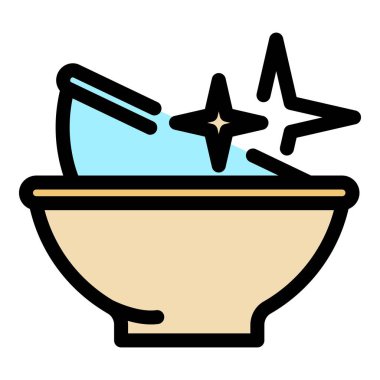 Temiz kase simgesi renk ana hatları vektörü