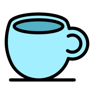 Seramik fincan simgesi renk dış hat vektörü