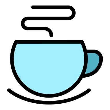 Yemek kupası simgesi renk ana hatları vektörü