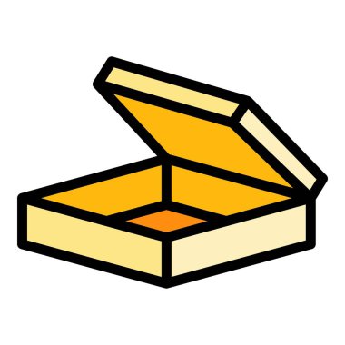 Sürpriz kutu simgesi renk ana hatları vektörü