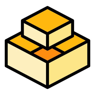 Yük kutusu simgesi renk ana hatları vektörü