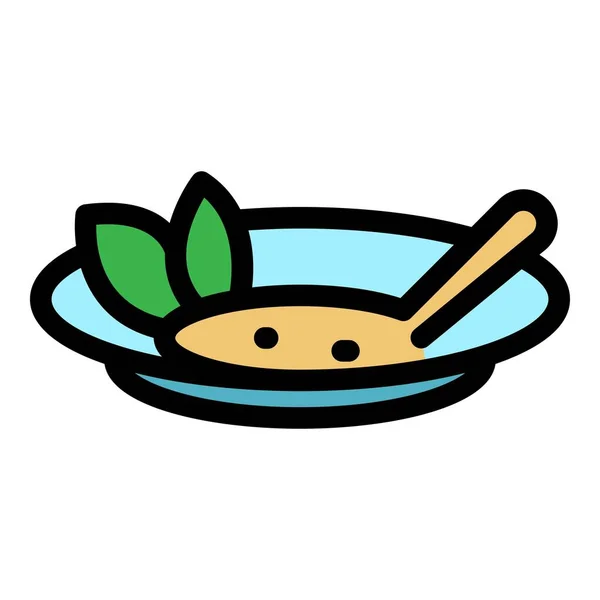 Plaque de soupe alimentaire icône couleur contour vecteur — Image vectorielle