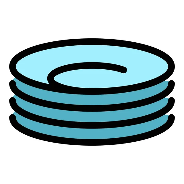 Plaque alimentaire icône couleur contour vecteur — Image vectorielle