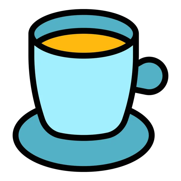 水咖啡杯图标颜色轮廓矢量 — 图库矢量图片