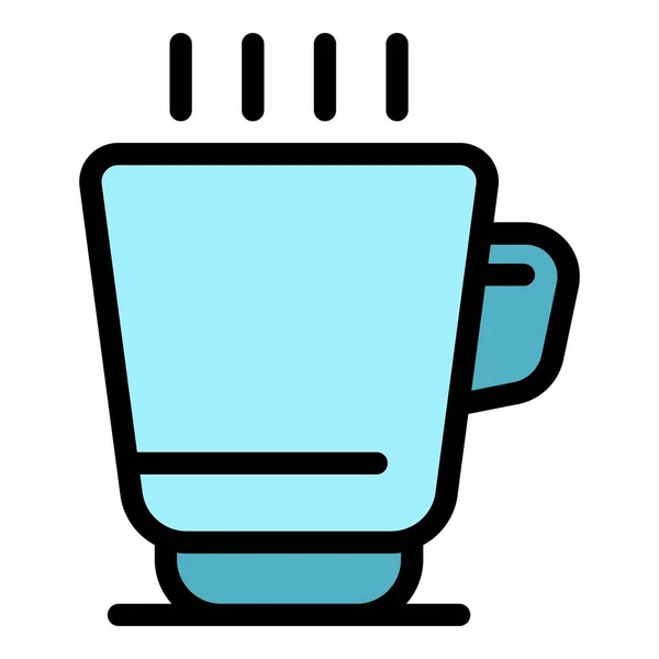 Утренний чай кружка иконка вектор цвета контура — стоковый вектор
