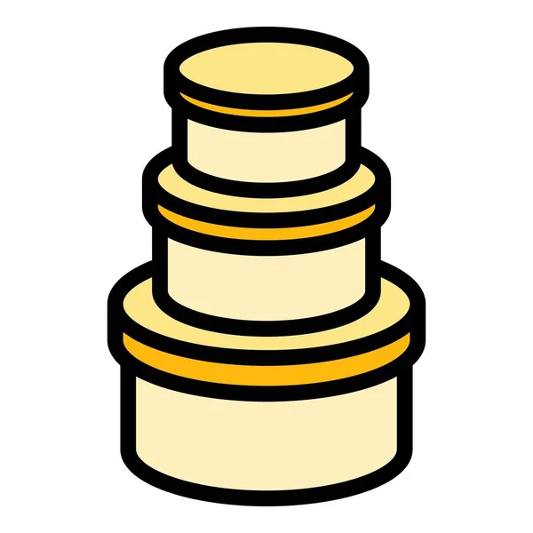 Runde Box Symbol Farbe Umrissvektor — Stockvektor