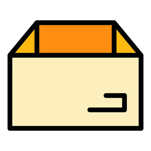 Pappschachtel Symbol Farbe Umrissvektor — Stockvektor
