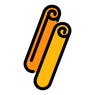 Gıda çubukları tarçın simgesi renk ana hatları vektörü