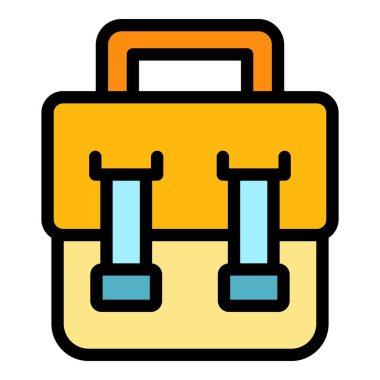 Erkekler dizüstü bilgisayar çantası simgesi renk ana hatları vektörü