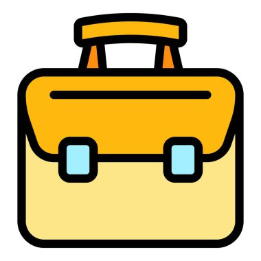 Ofis dizüstü bilgisayar çantası simgesi renk ana hatları vektörü