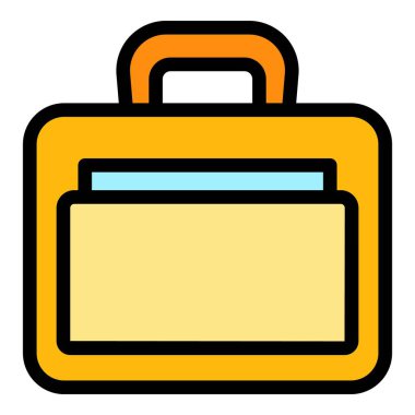 Çanta dizüstü bilgisayar çanta simgesi renk ana hatları vektörü