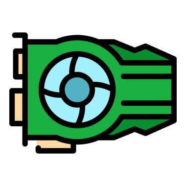 Grafik kartı simgesi renk ana hatları vektörü