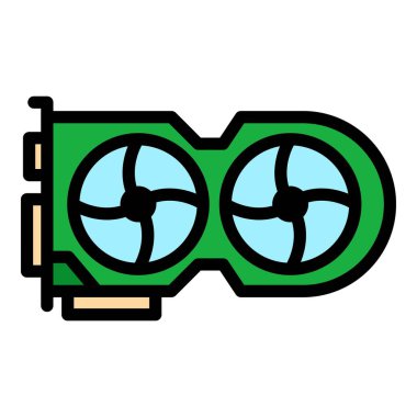 Kart gpu simgesi renk ana hatları vektörü