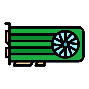 Video kartı simgesi renk ana hatları vektörü