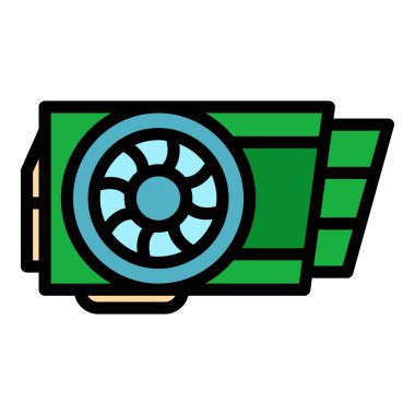 Video pc kart simgesi renk ana hatları vektörü