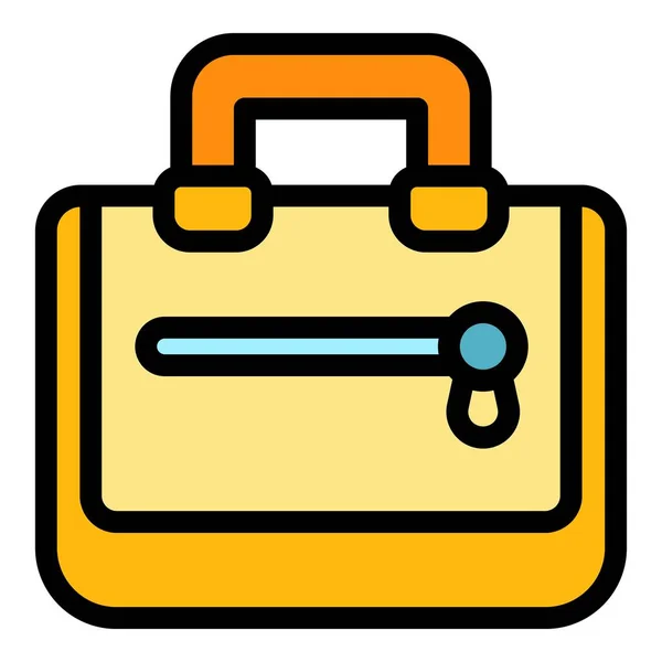 Koffer Laptop Tasche Symbol Farbe Umrissvektor — Stockvektor
