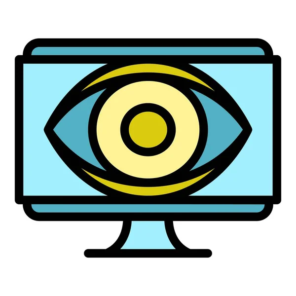 Вектор контура иконки большого монитора глаз — стоковый вектор