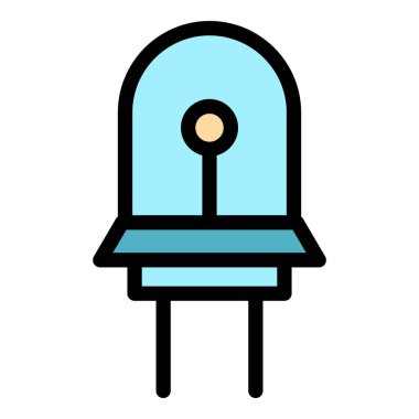 Elektrik diyot simgesi renk ana hatları vektörü