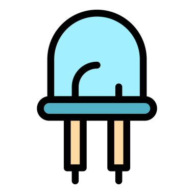 Elektrik diyot simgesi renk ana hatları vektörü