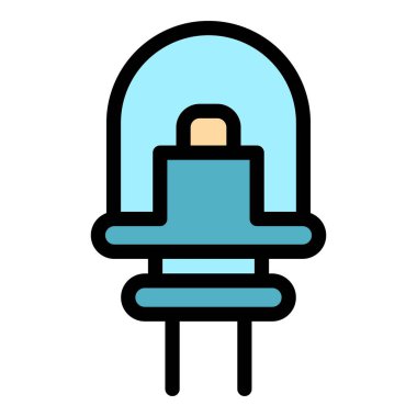 Işık diyot simgesi renk ana hatları vektörü yayıyor