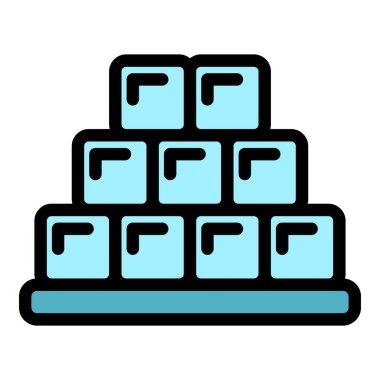 Buz küpleri simgesi renk ana hatları vektörü