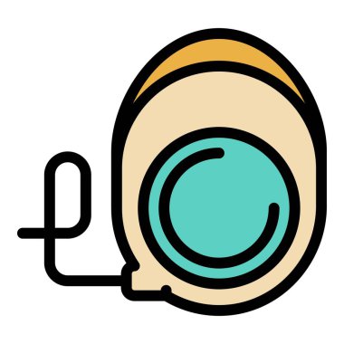 Deri çekilebilir tasma ikonu renk çizgisi vektörü